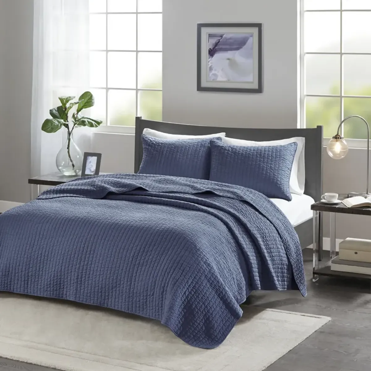 Madison Park Keaton Navy 2 Piece Quilt Set