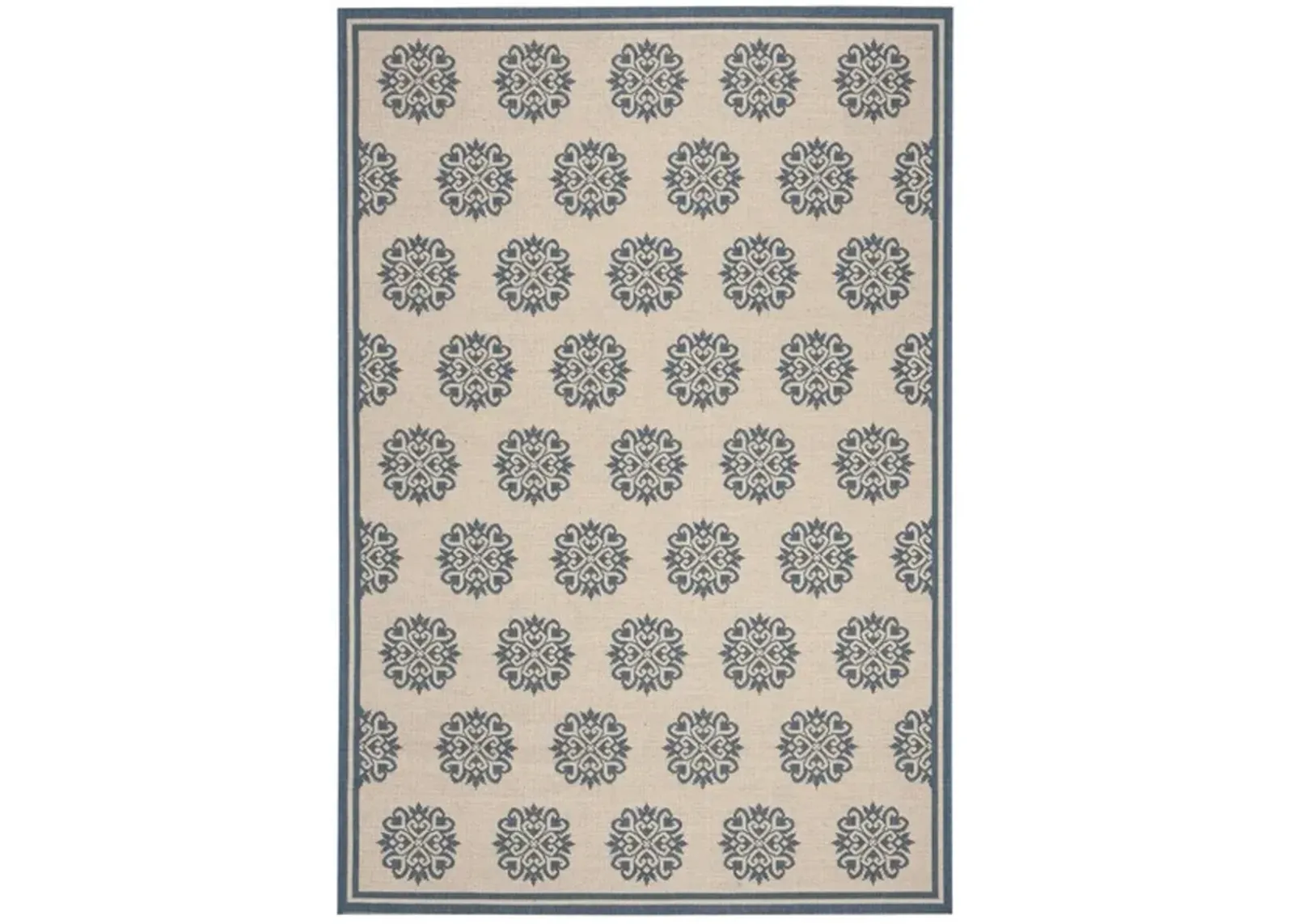 Safavieh BEACH HOUSE Collection BHS181M-4 Blue / Creme 4' X 6'