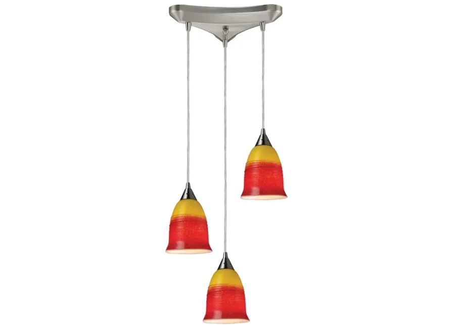 Horizon 3-Light Pendant Fire in Satin Nickel