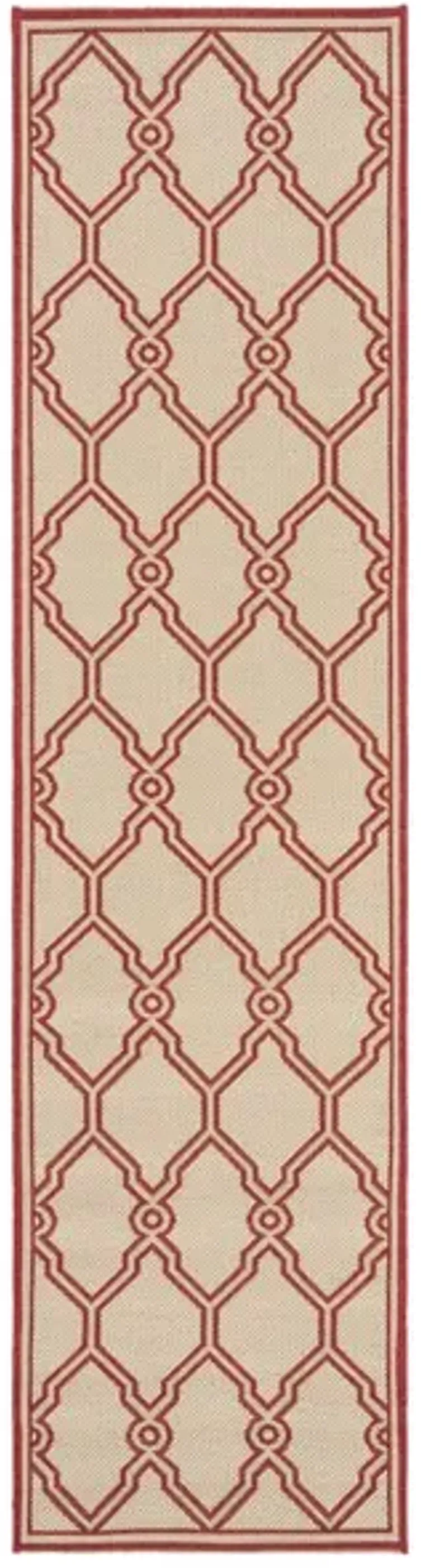 LINDEN 124 Collection LND124Q-28 Red / Creme 2'-2" X 8'