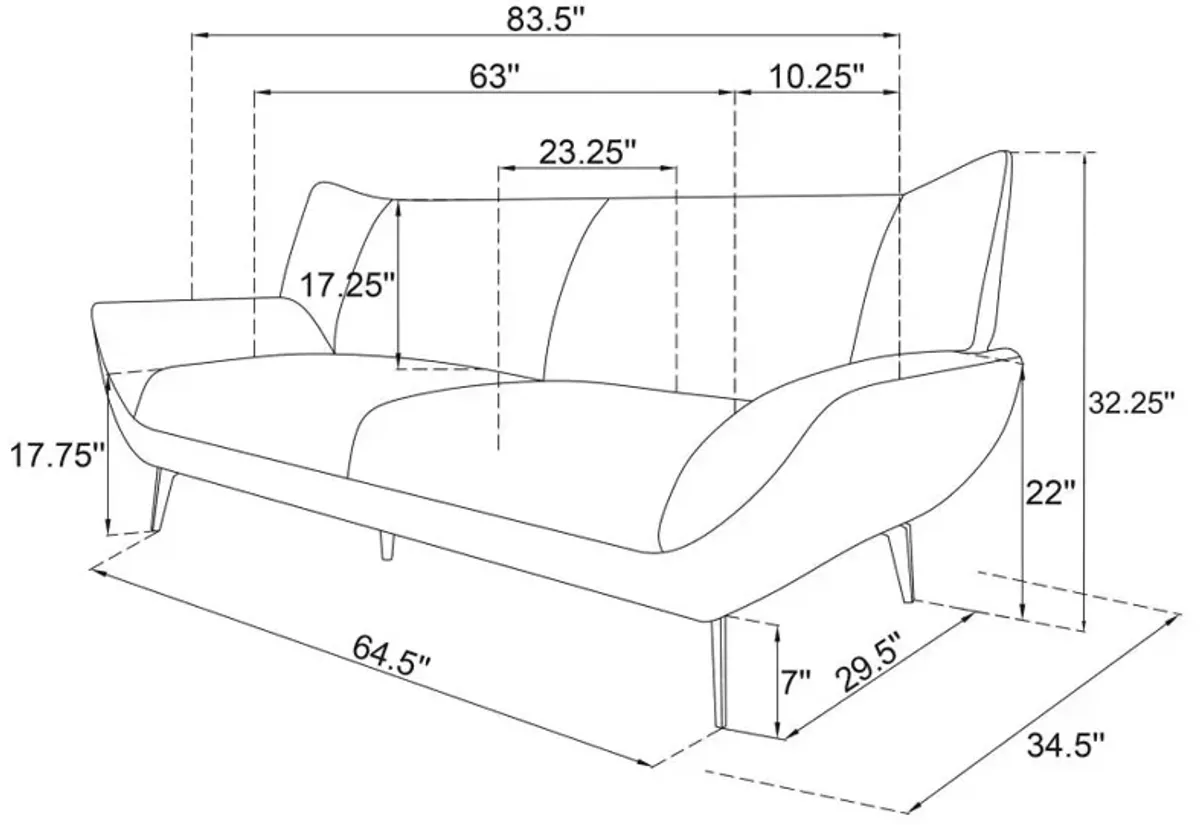 Acton 3-piece Upholstered Flared Arm Sofa Set Teal Blue