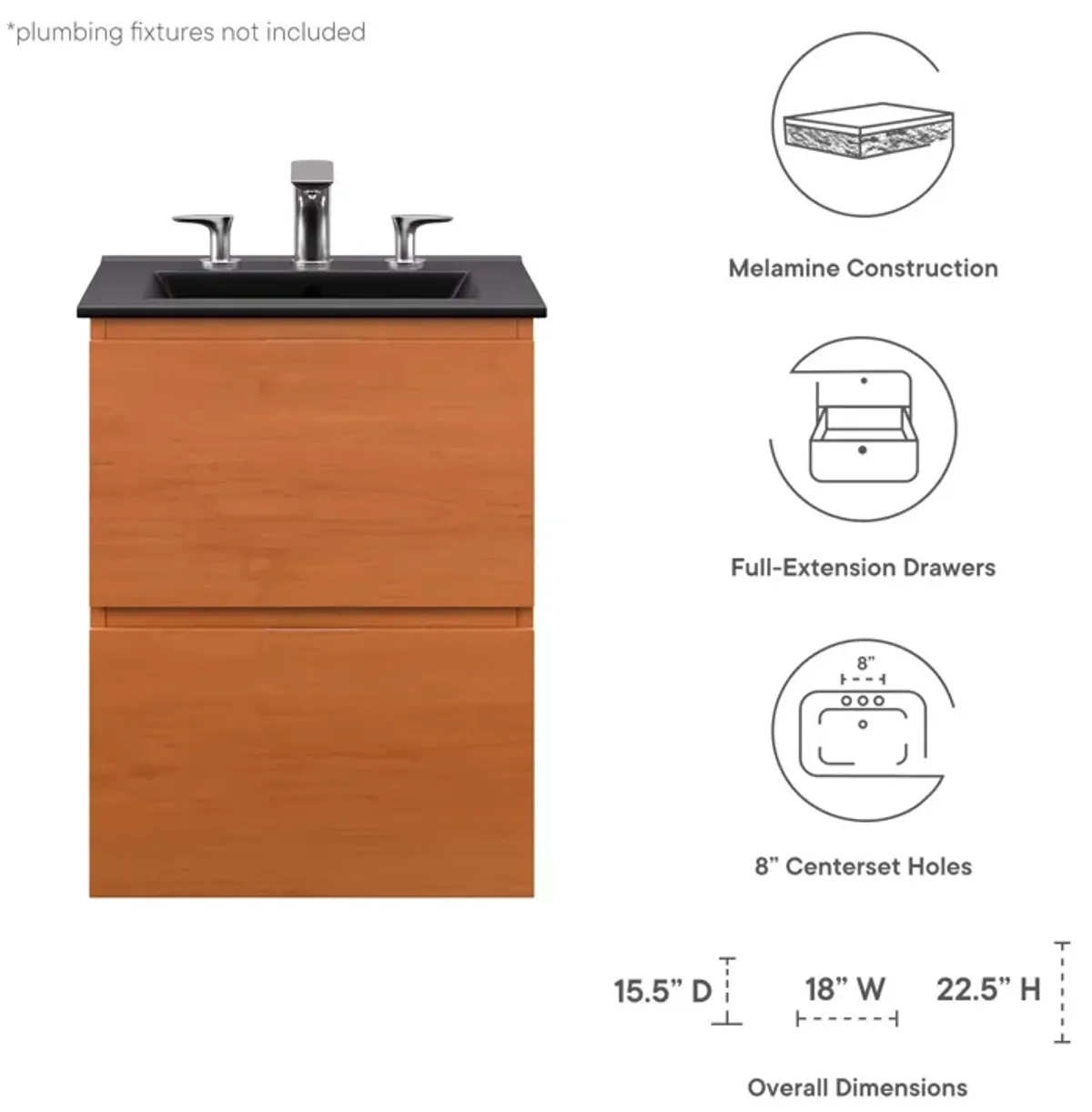 Scenic 18" Wall-Mount Bathroom Vanity