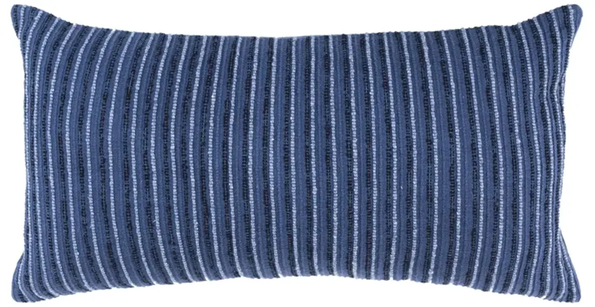 Stripe Patterned Solid Dark Blue Pillow