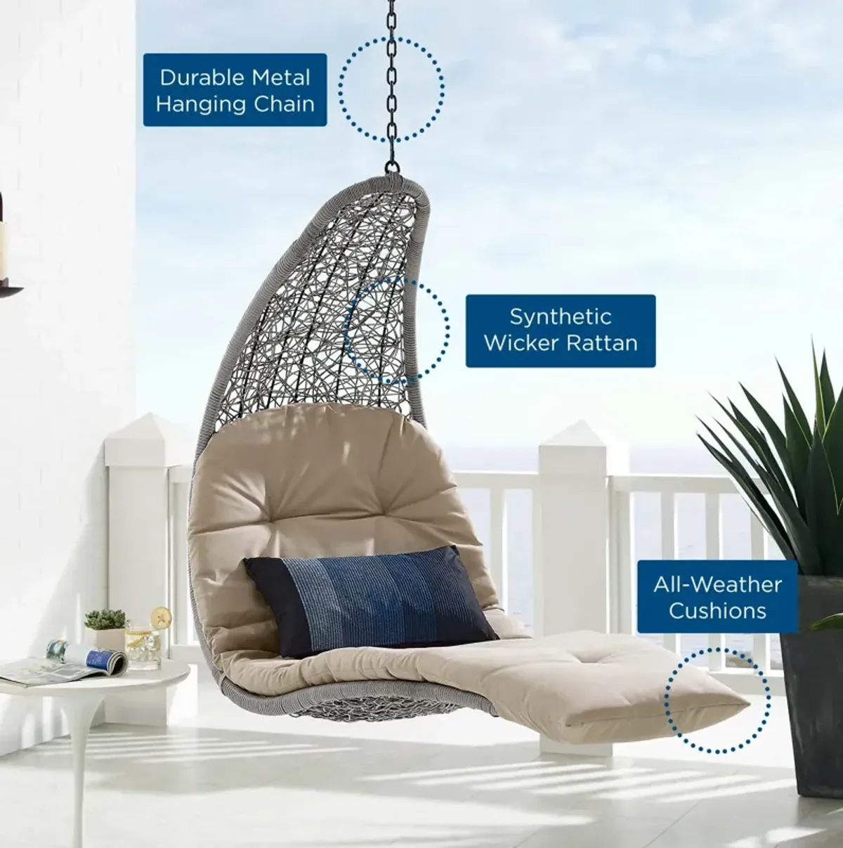 Landscape Outdoor Patio Hanging Chaise Lounge Outdoor Patio Swing Chair