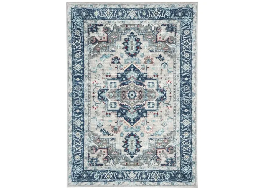 Brentwood 811 Light Grey / Blue 4' X 6' Small Rectangle Powerloomed Rug