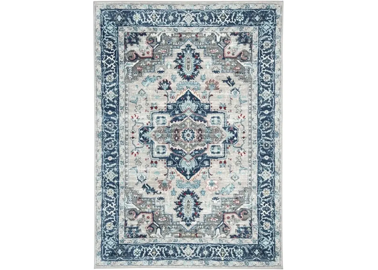 Brentwood 811 Light Grey / Blue 4' X 6' Small Rectangle Powerloomed Rug