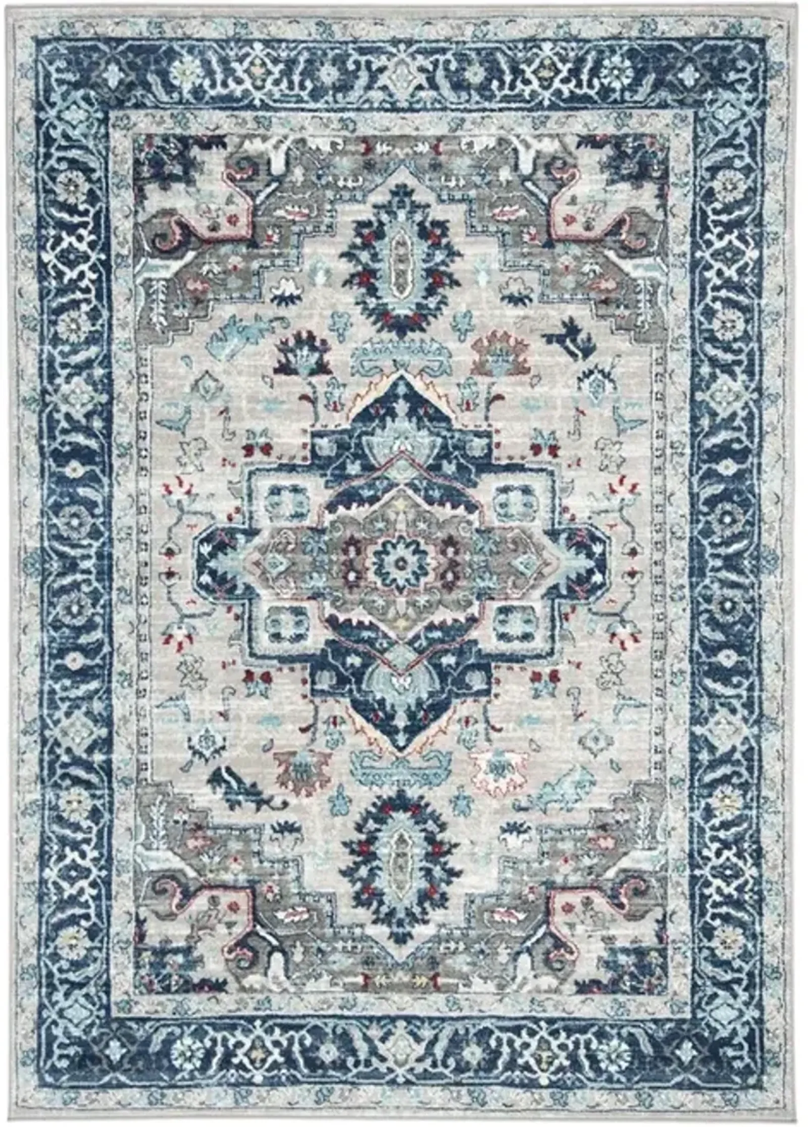 Brentwood 811 Light Grey / Blue 4' X 6' Small Rectangle Powerloomed Rug