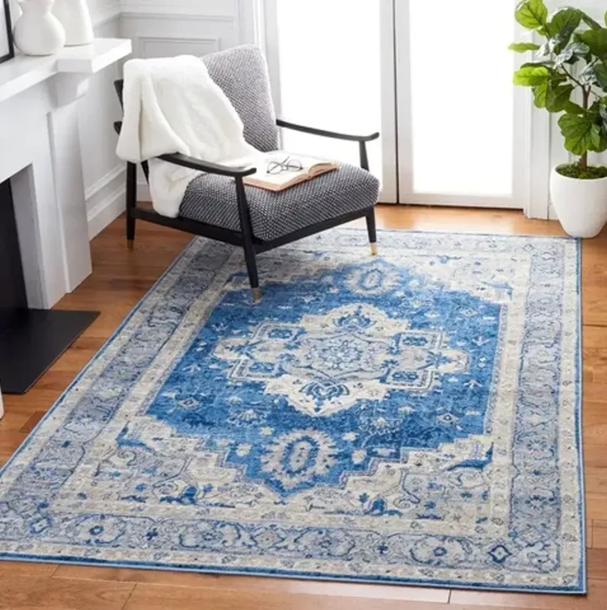 Brentwood 851 Blue / Grey 8' X 10' Large Rectangle Powerloomed Rug