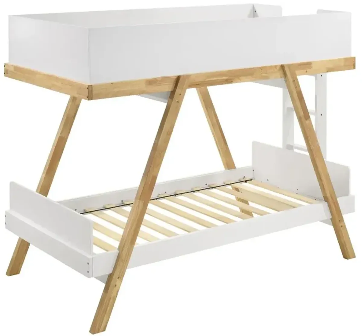 Frankie Wood Twin Over Twin Bunk Bed White and Natural