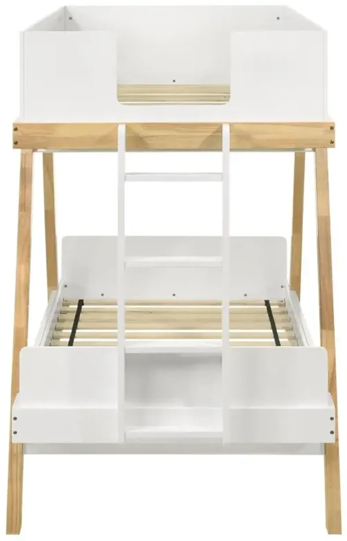 Frankie Wood Twin Over Twin Bunk Bed White and Natural