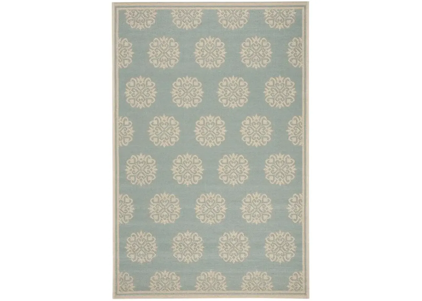 BEACH HOUSE Collection BHS181K-4 Aqua / Cream 4' X 6'