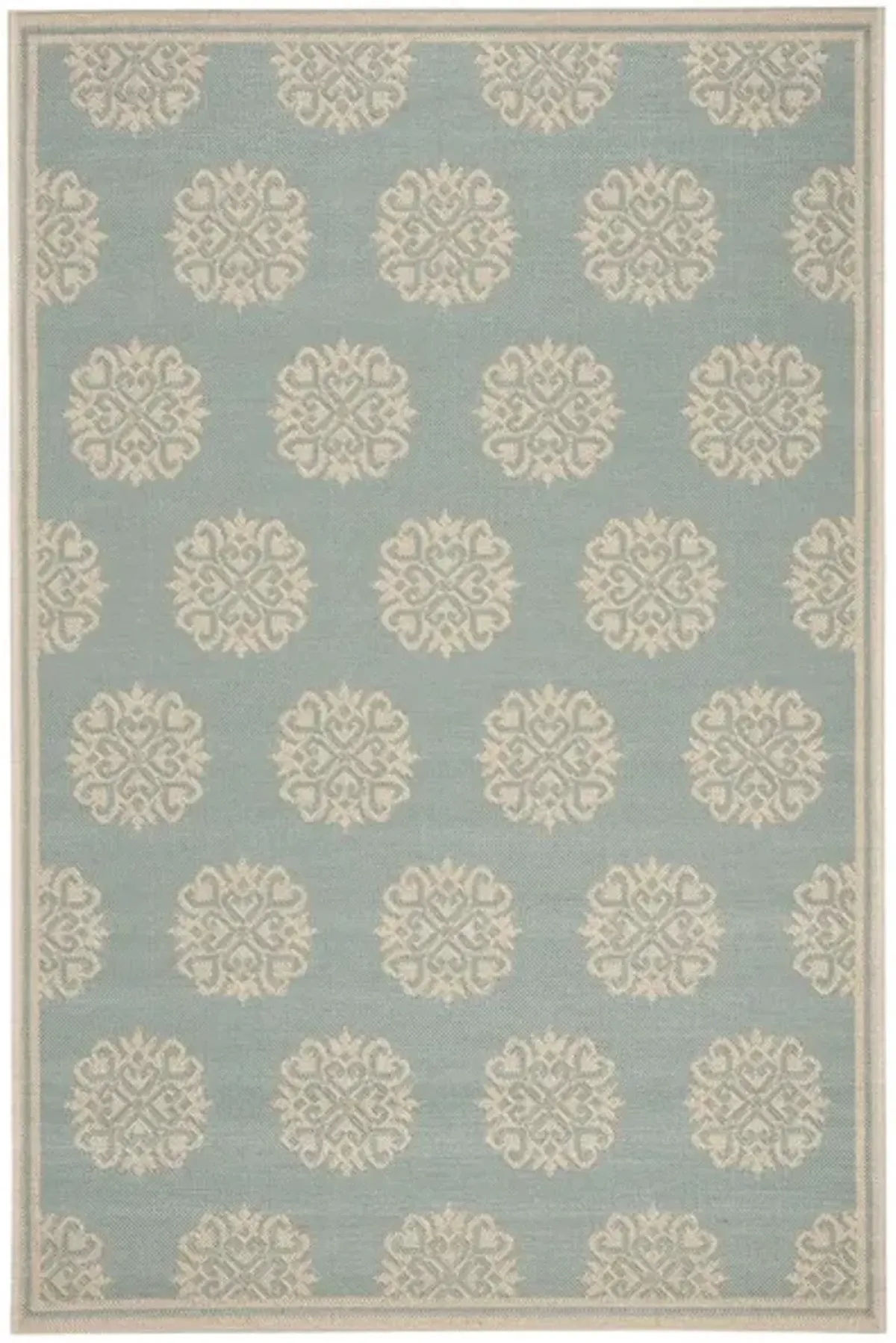 BEACH HOUSE Collection BHS181K-4 Aqua / Cream 4' X 6'