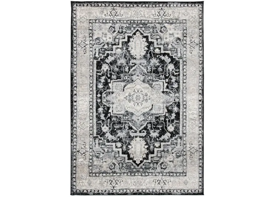 Brentwood 851 Black / Grey 4' X 6' Small Rectangle Powerloomed Rug