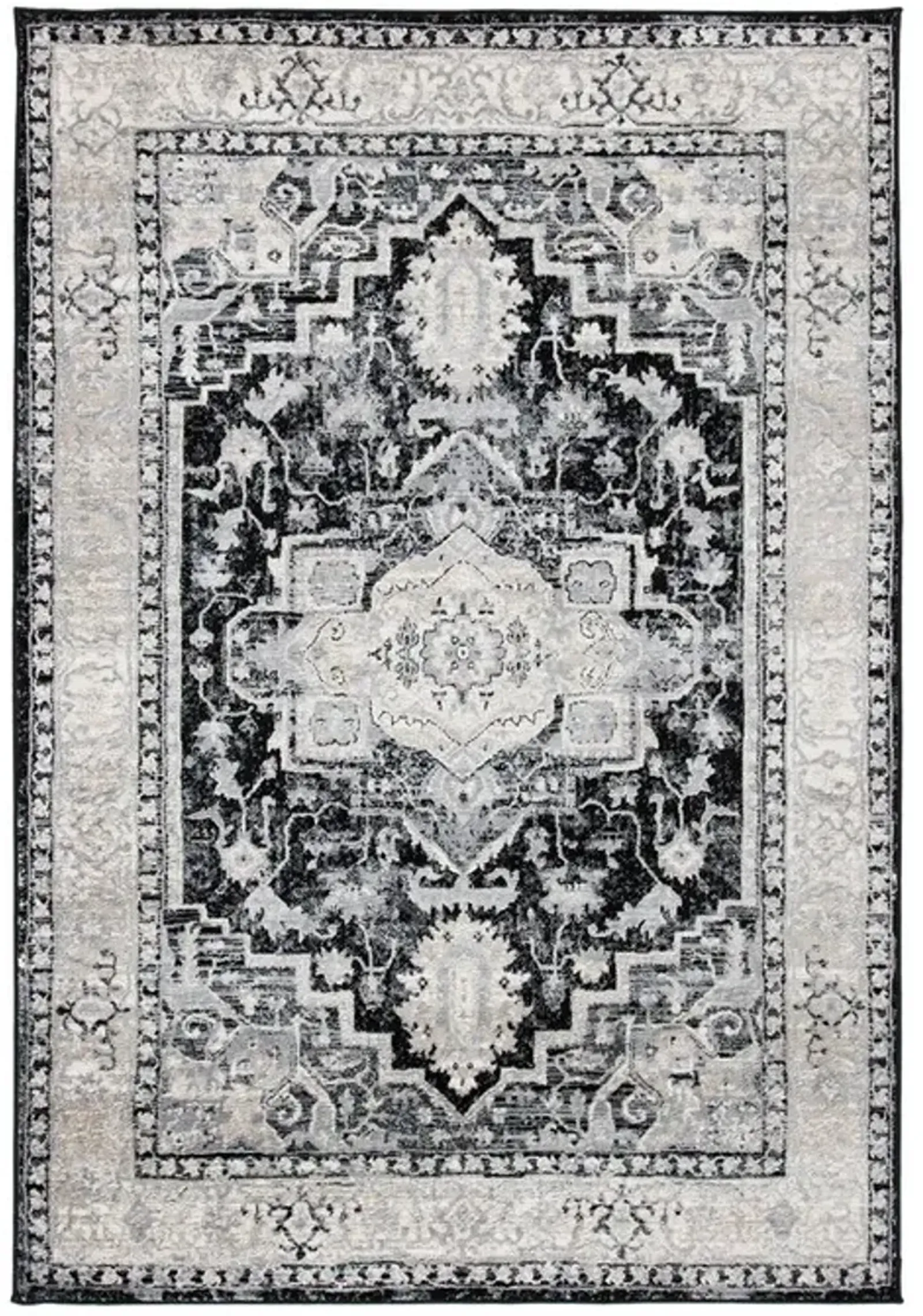 Brentwood 851 Black / Grey 4' X 6' Small Rectangle Powerloomed Rug