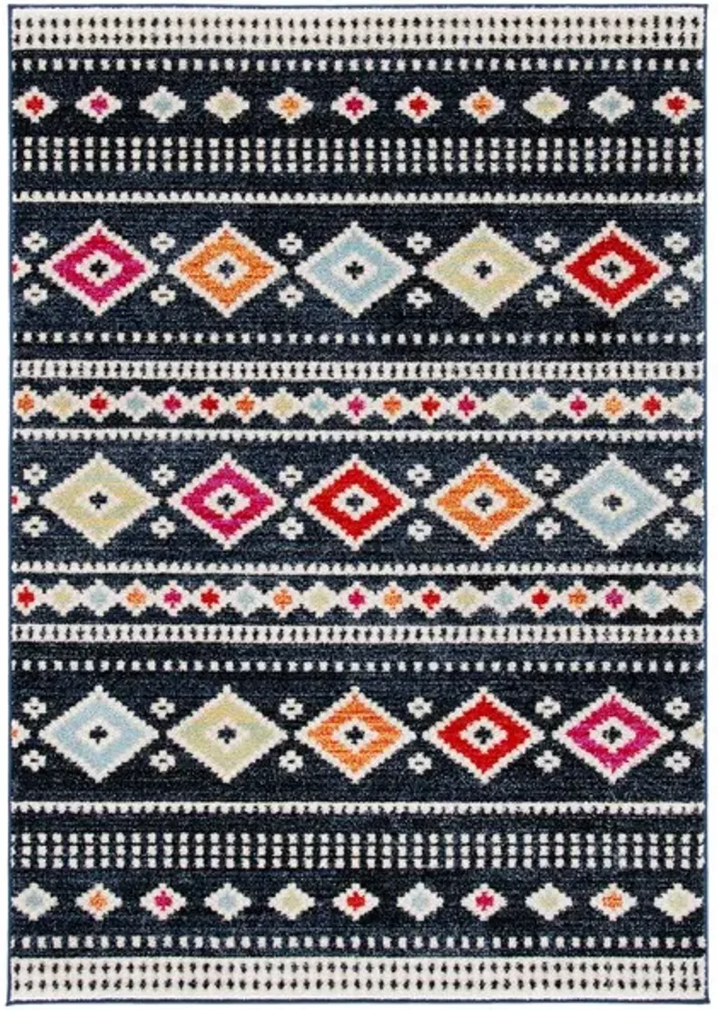 ADIRONDACK Contemporary Black / Ivory 2'-6" X 8' Powerloomed Rug