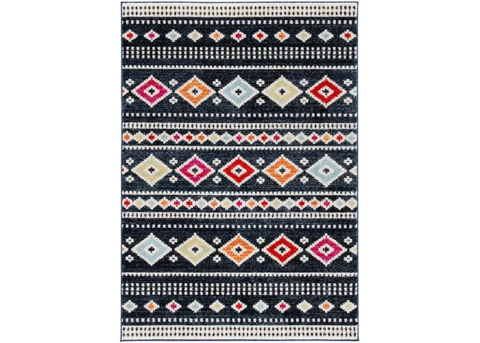 ADIRONDACK Contemporary Black / Ivory 2'-6" X 8' Powerloomed Rug