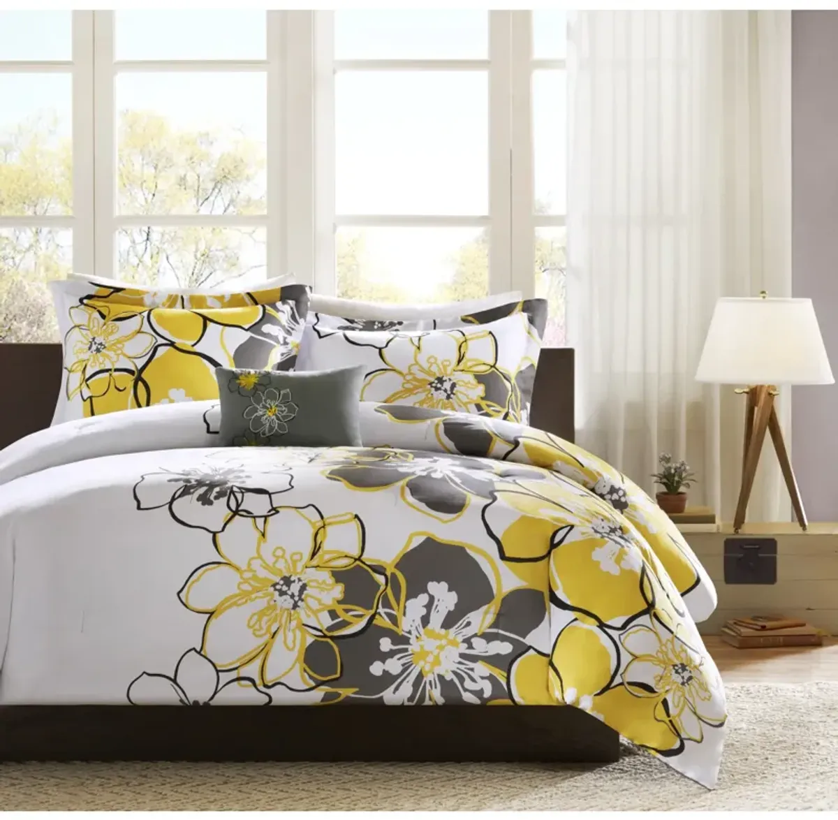 Mi Zone Allison Yellow Floral Comforter Set