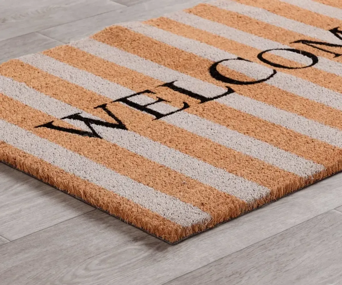 Doormat Striped Welcome Natural 