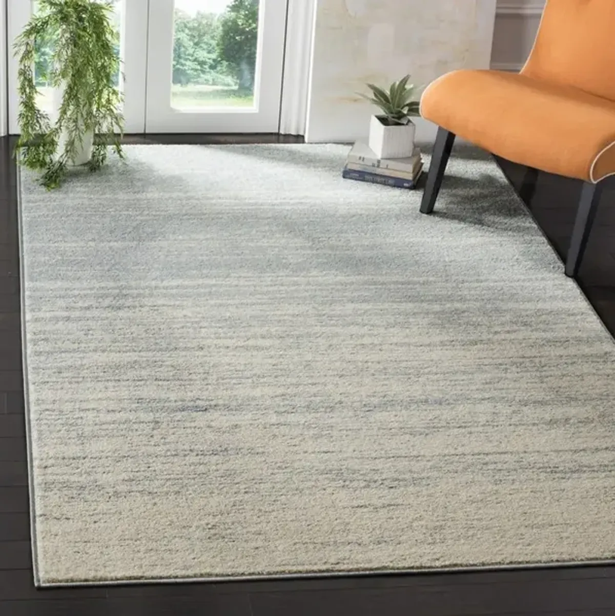 Adirondack Contemporary Slate / Cream 2'-6" X 8' Powerloomed Rug