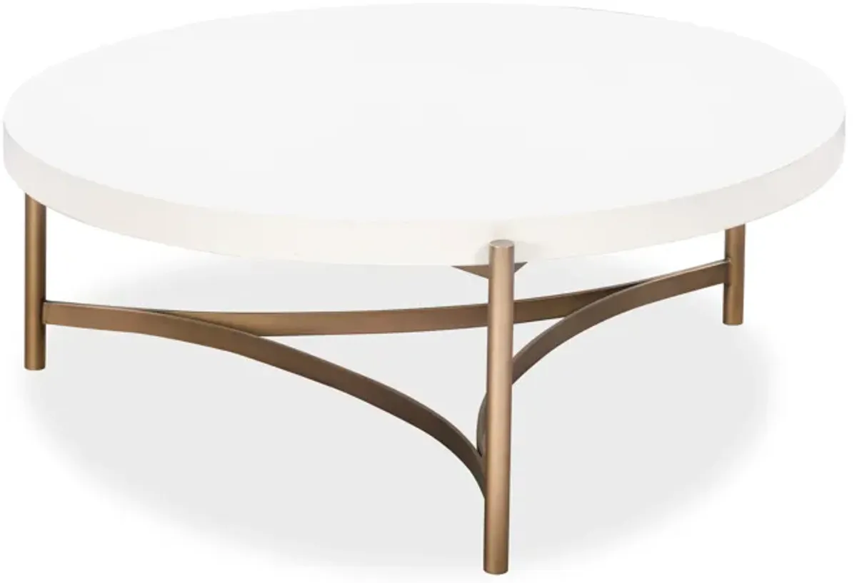 Lyon Round White Concrete and Metal Coffee Table