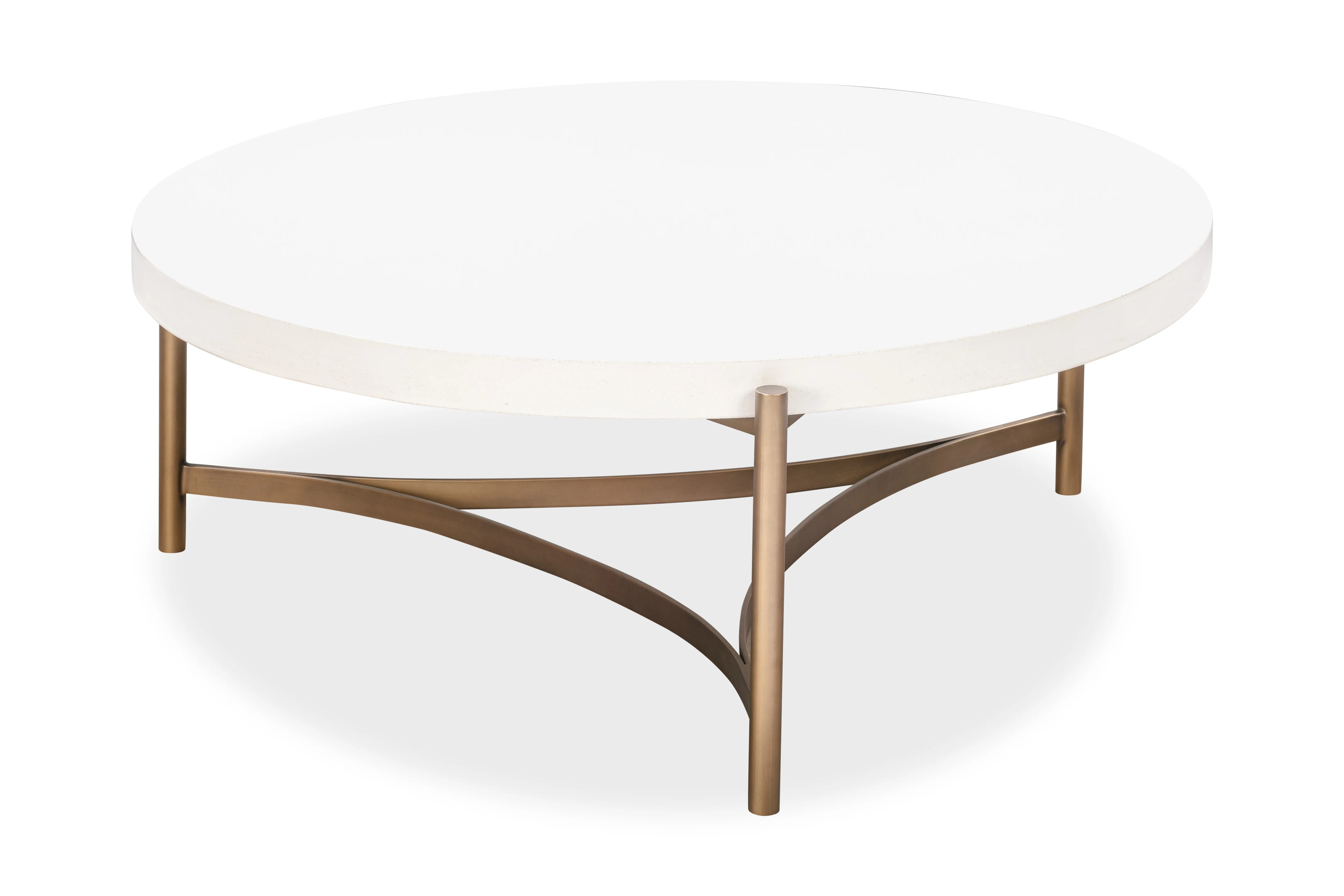 Lyon Round White Concrete and Metal Coffee Table