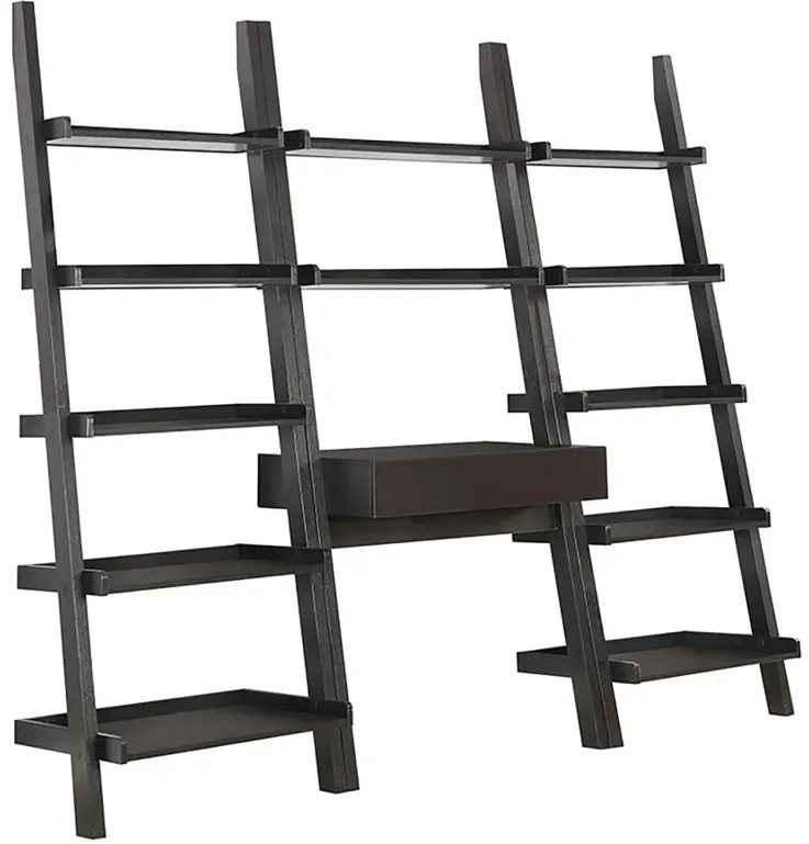 Colella 3-piece 1-drawer Ladder Desk Set Cappuccino