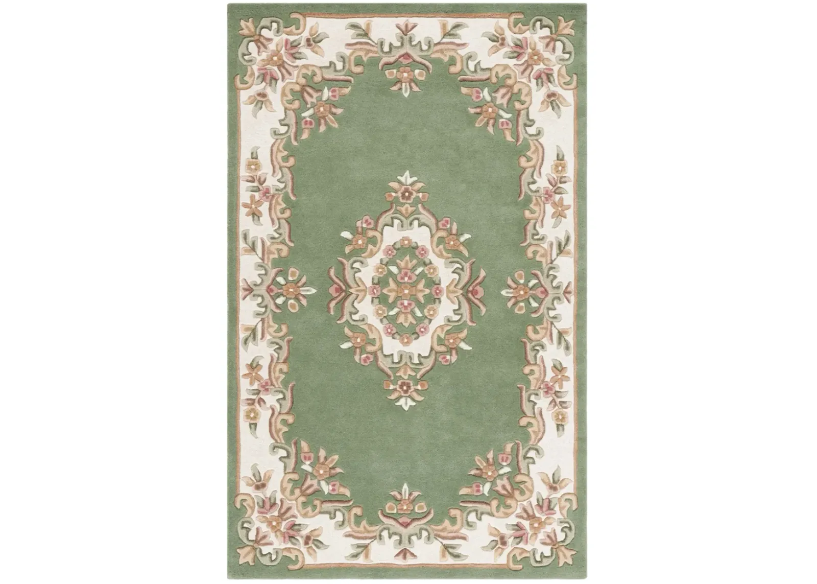 AUBUSSON 301 GREEN  8' x 10' Large Rectangle Rug