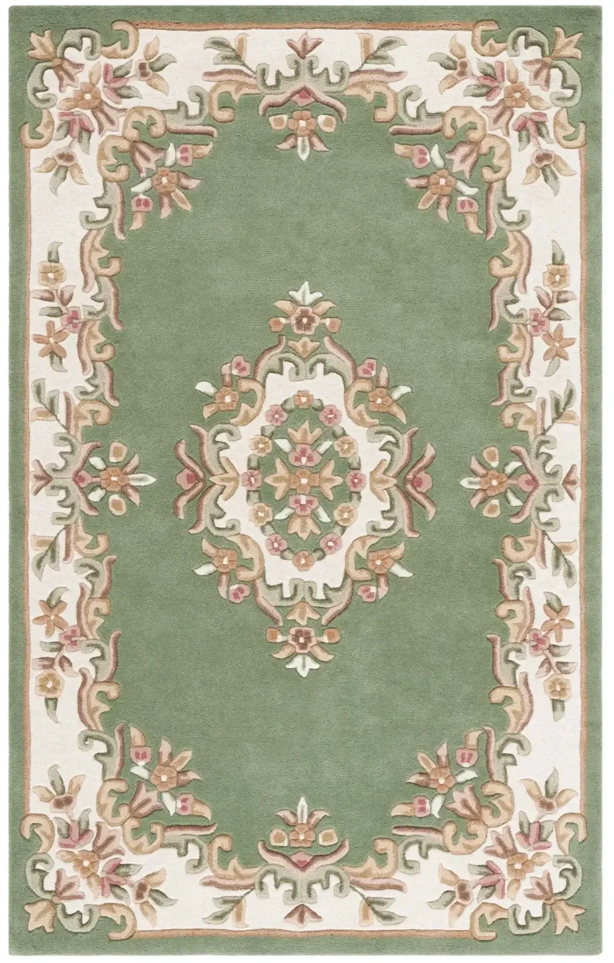 AUBUSSON 301 GREEN  8' x 10' Large Rectangle Rug