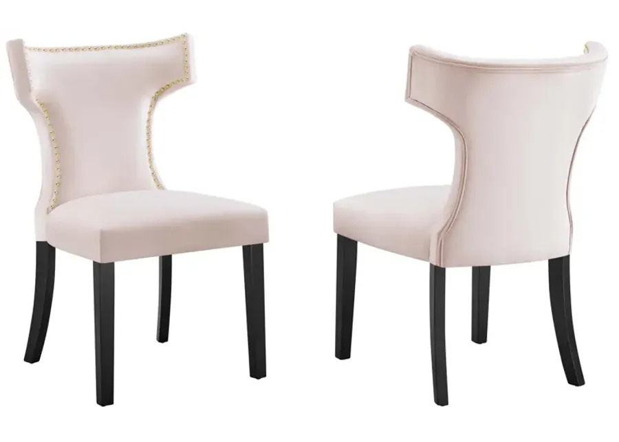 Curve Performance Velvet Dining Chairs - Set of 2