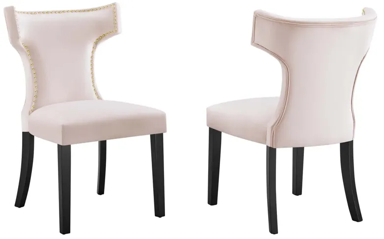 Curve Performance Velvet Dining Chairs - Set of 2