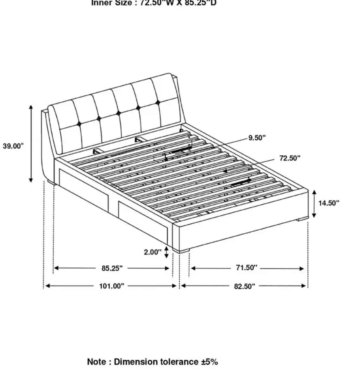 Fenbrook California King Tufted Upholstered Storage Bed Grey