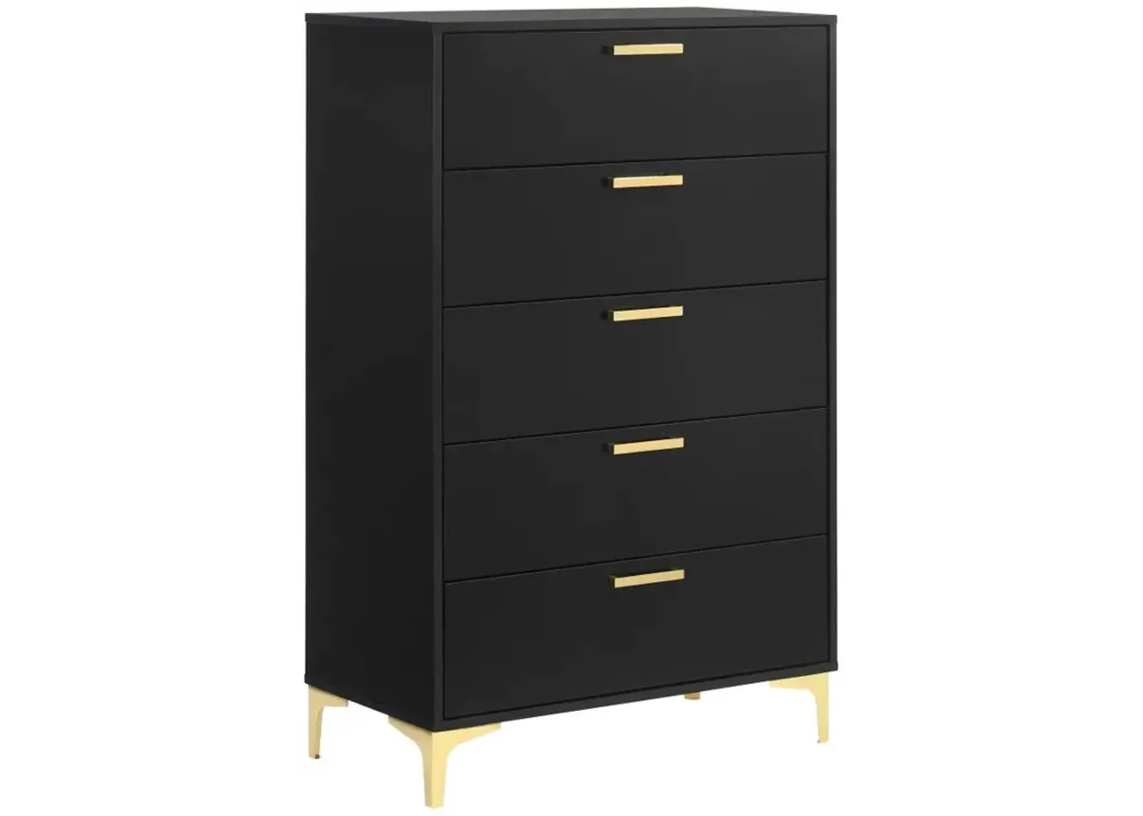 Kendall 5-drawer Chest Black and Gold