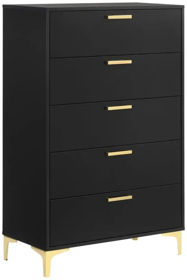 Kendall 5-drawer Chest Black and Gold
