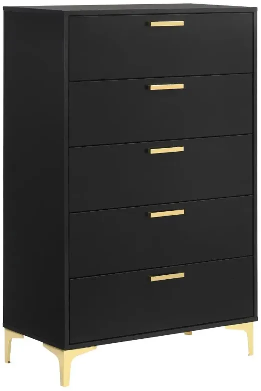 Kendall 5-drawer Chest Black and Gold