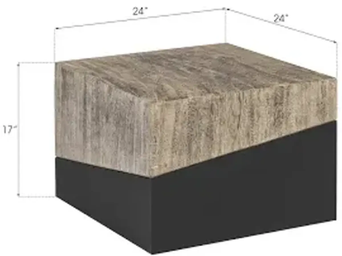 geometry small coffee table, gray stone