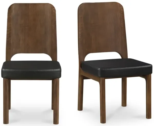 Kerr Dining Chair Walnut Stained Black Vegan Leather-Set Of Two