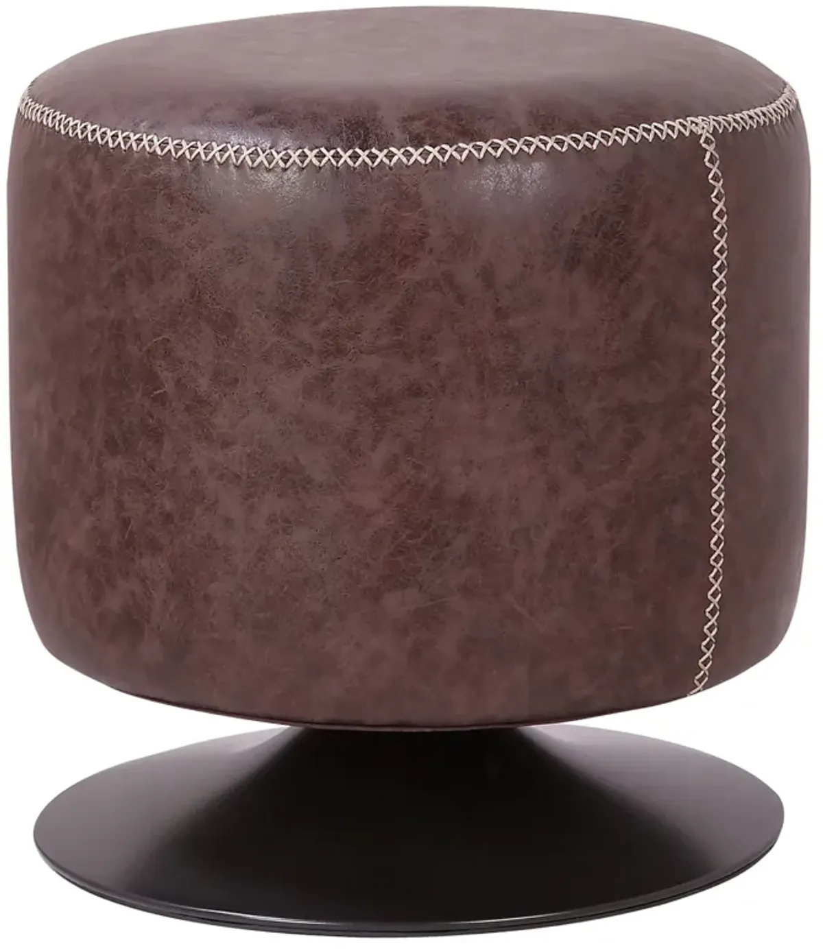 gaia pu round ottoman, vintage coffee brown