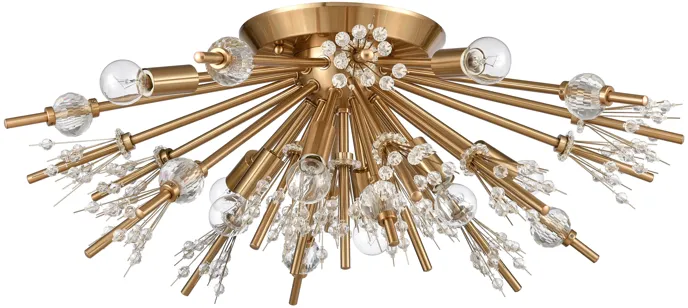 Starburst 26" Wide 8-Light Semi Flush Mount - Satin Brass