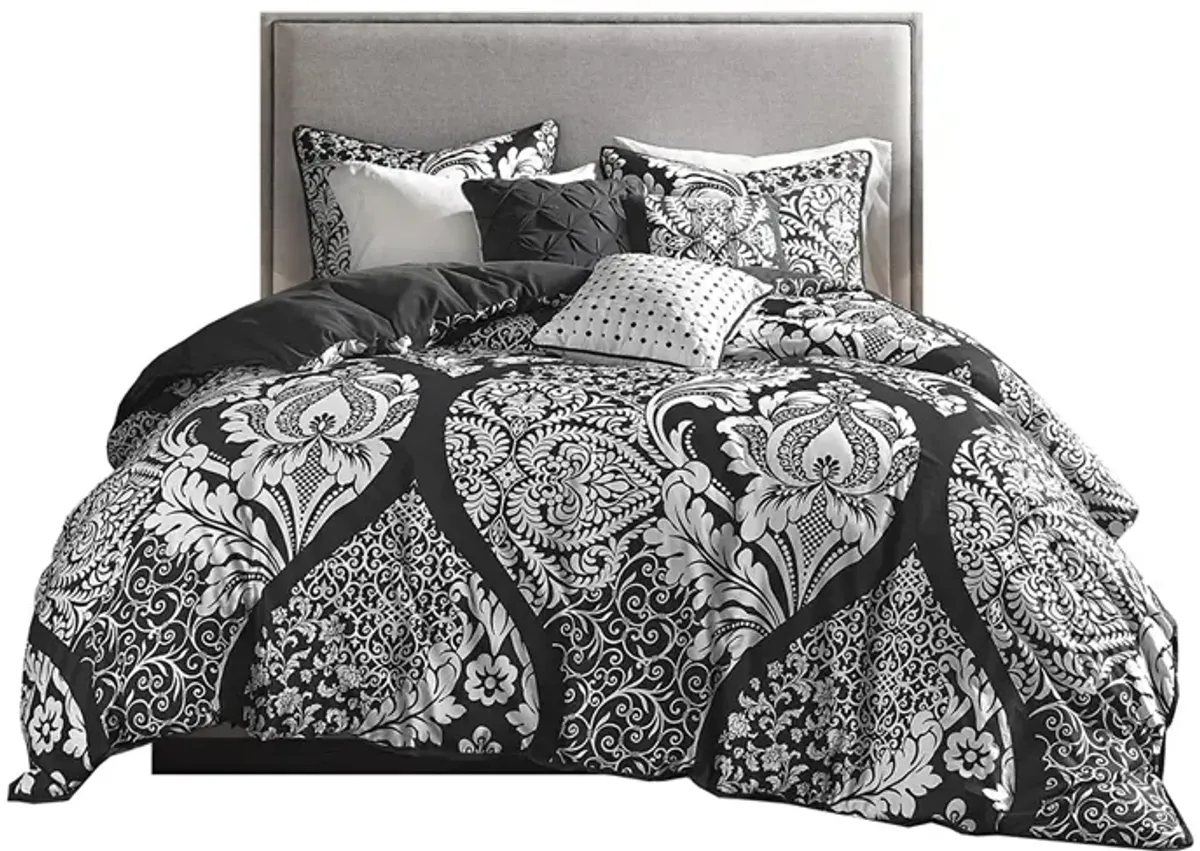 Madison Park Vienna Black 6 Piece Printed Duvet Cover Set