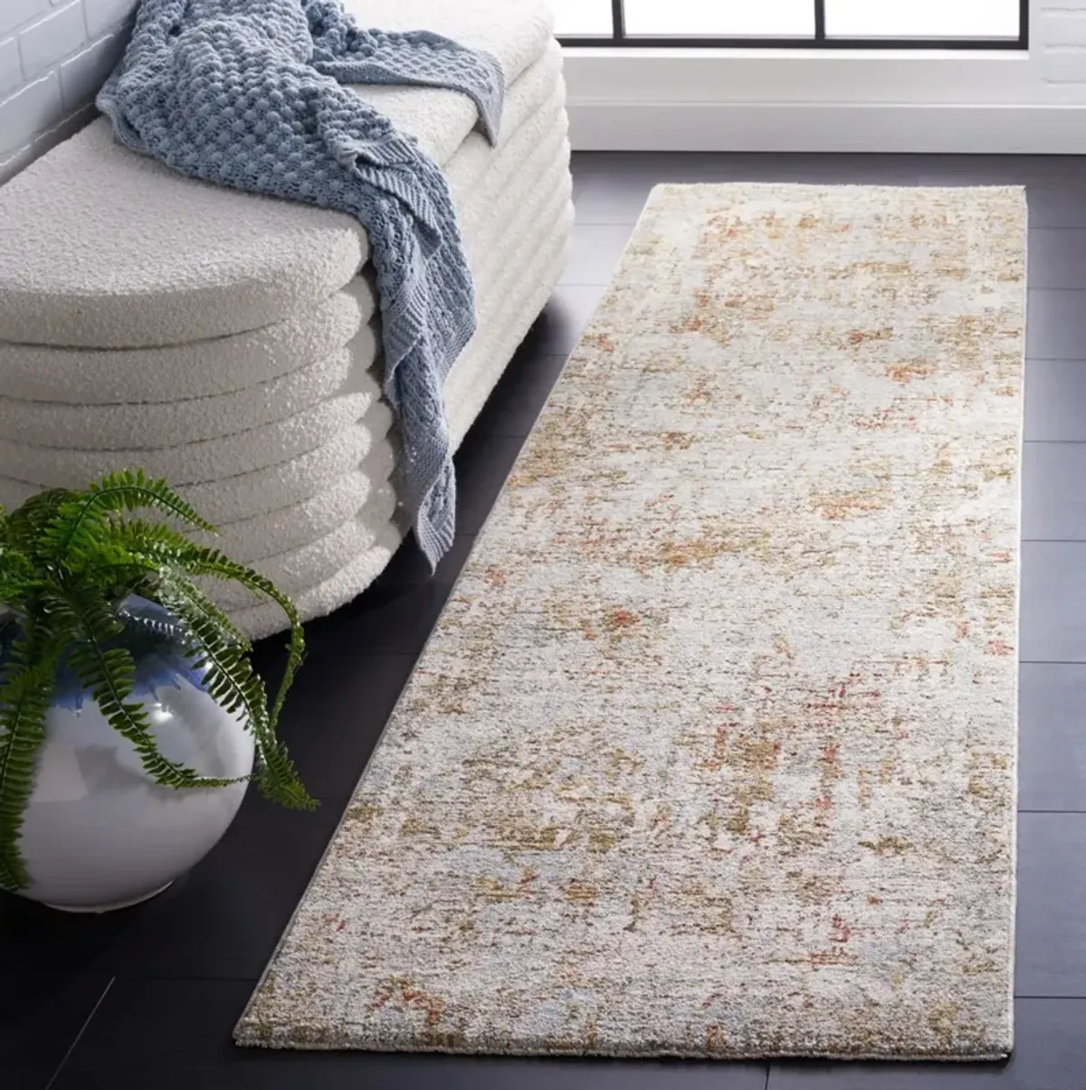 ADRIANNA 202 Blue 2'-2' X 8' Runner Rug