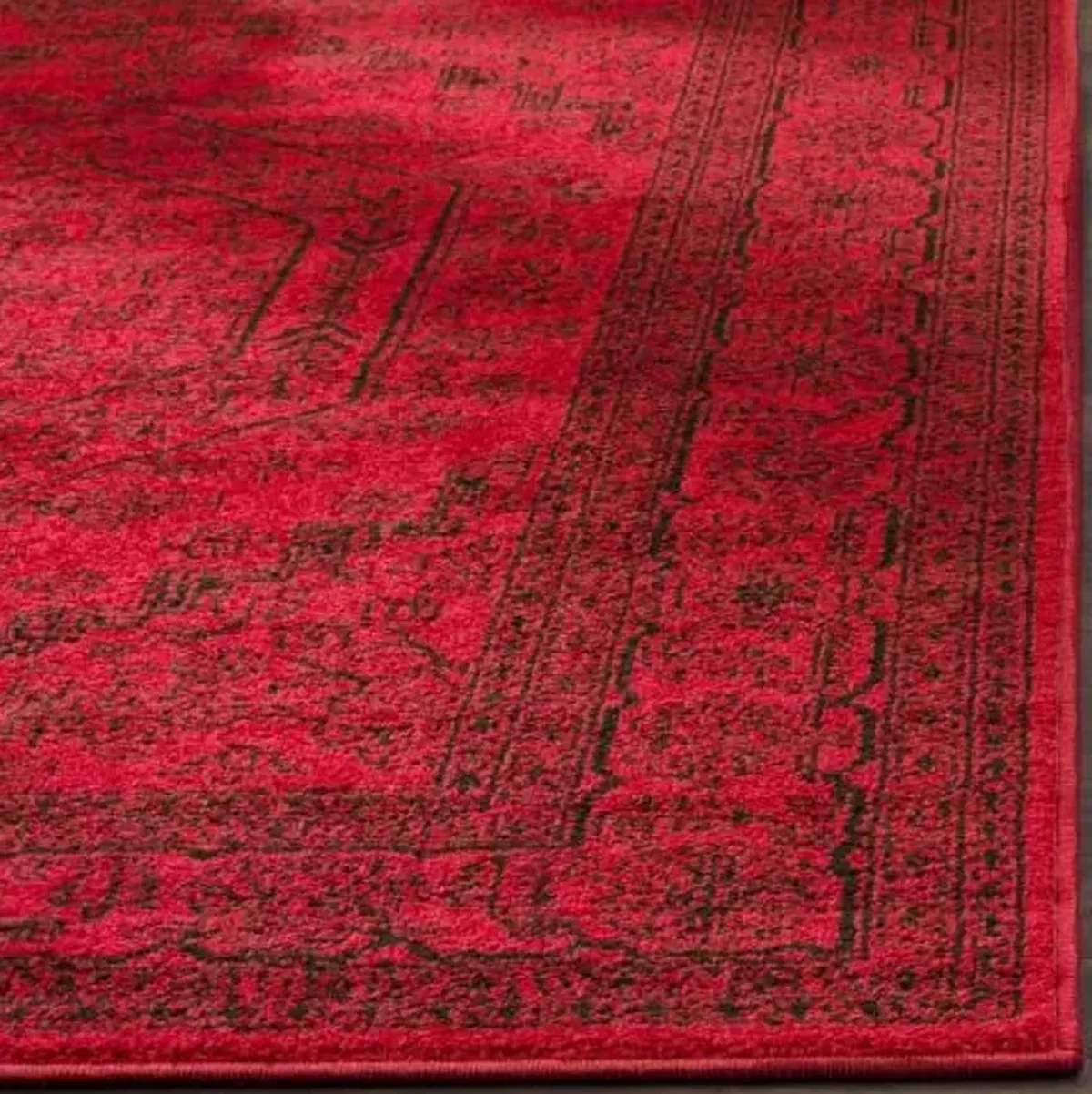 Adirondack Contemporary Red / Black 4' X 4' Square Powerloomed Rug