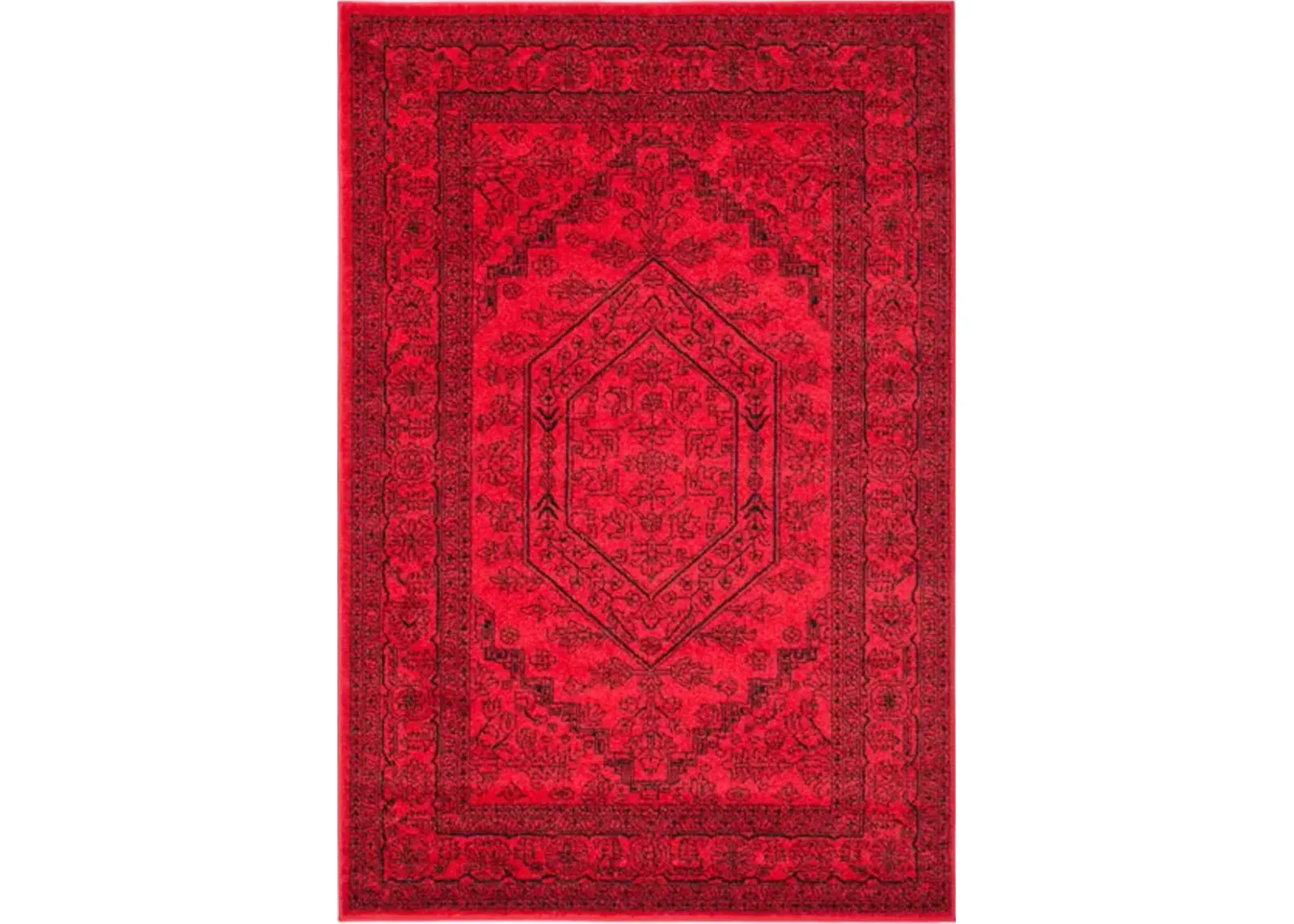 Adirondack Contemporary Red / Black 4' X 4' Square Powerloomed Rug