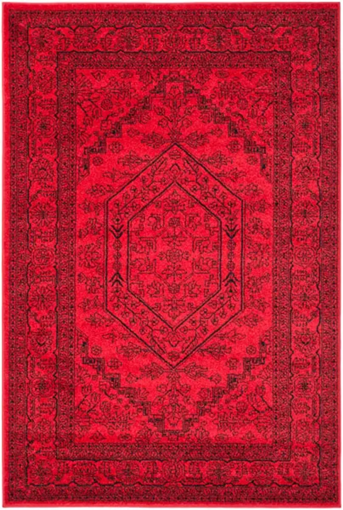 Adirondack Contemporary Red / Black 4' X 4' Square Powerloomed Rug