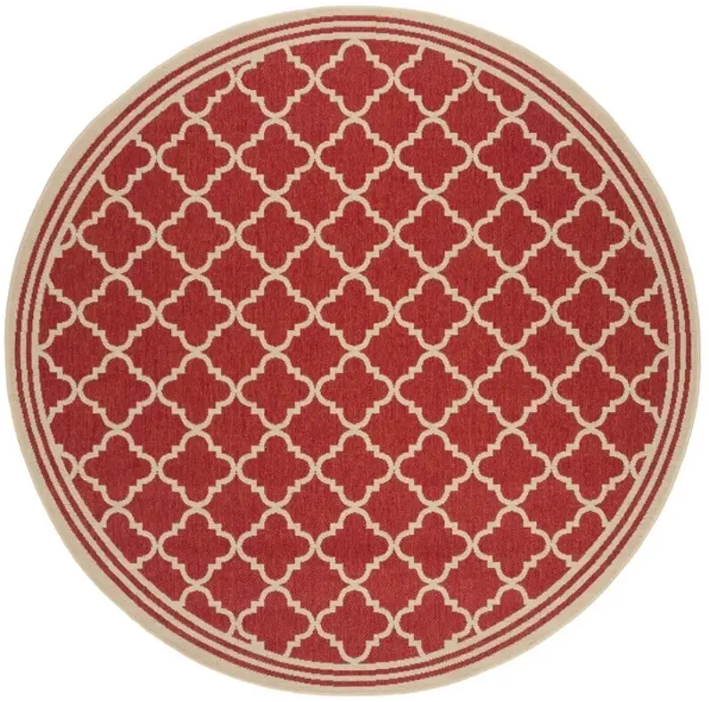 Safavieh BEACH HOUSE Collection BHS121Q-6R Red / Creme 6'-7" X 6'-7" Round