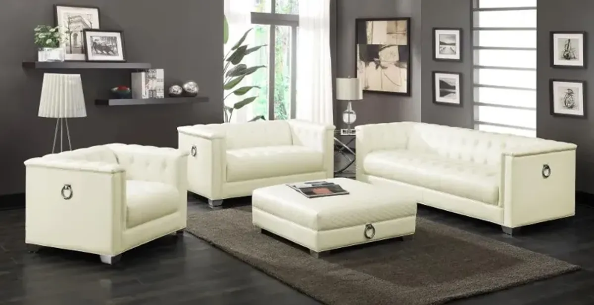 Chaviano Upholstered Ottoman Pearl White