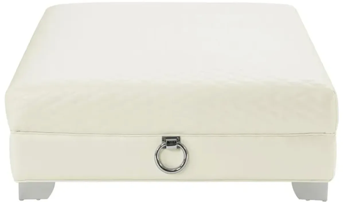 Chaviano Upholstered Ottoman Pearl White