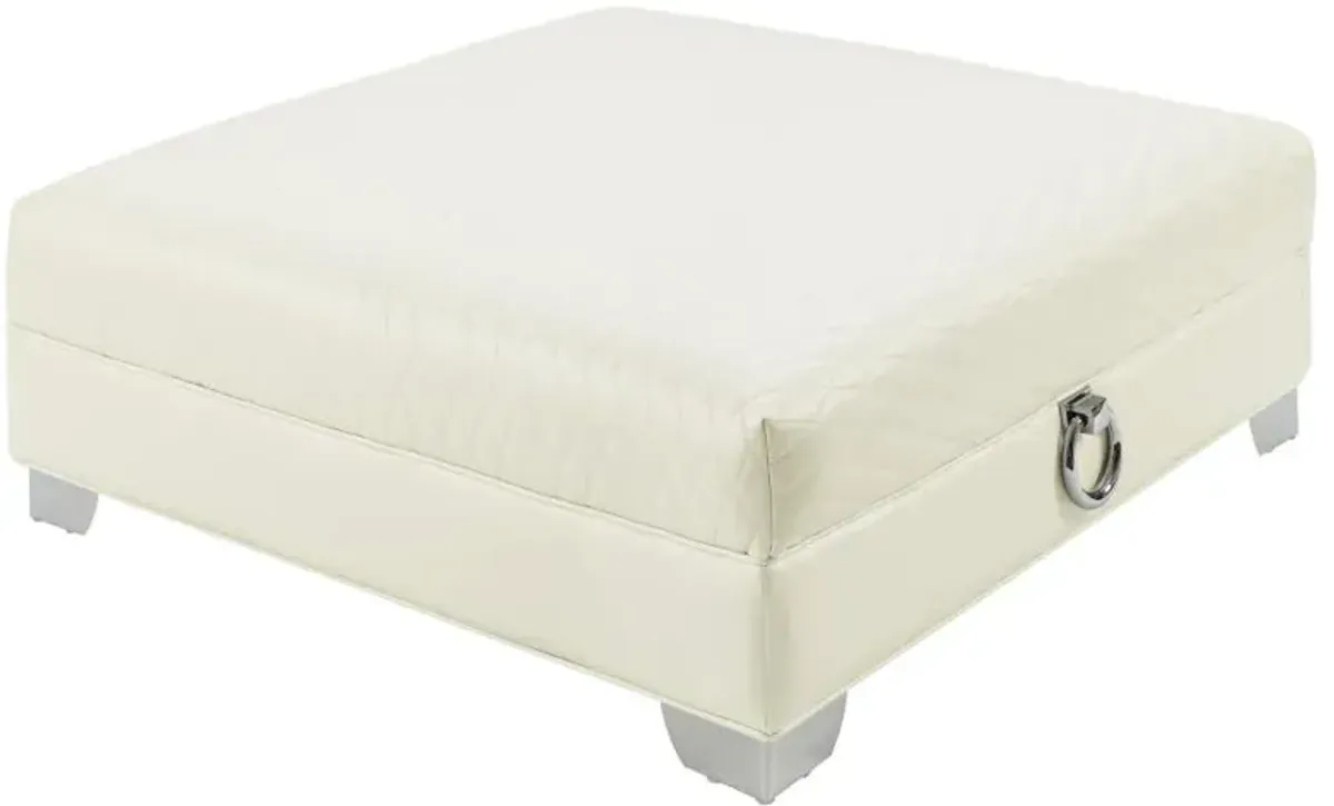 Chaviano Upholstered Ottoman Pearl White