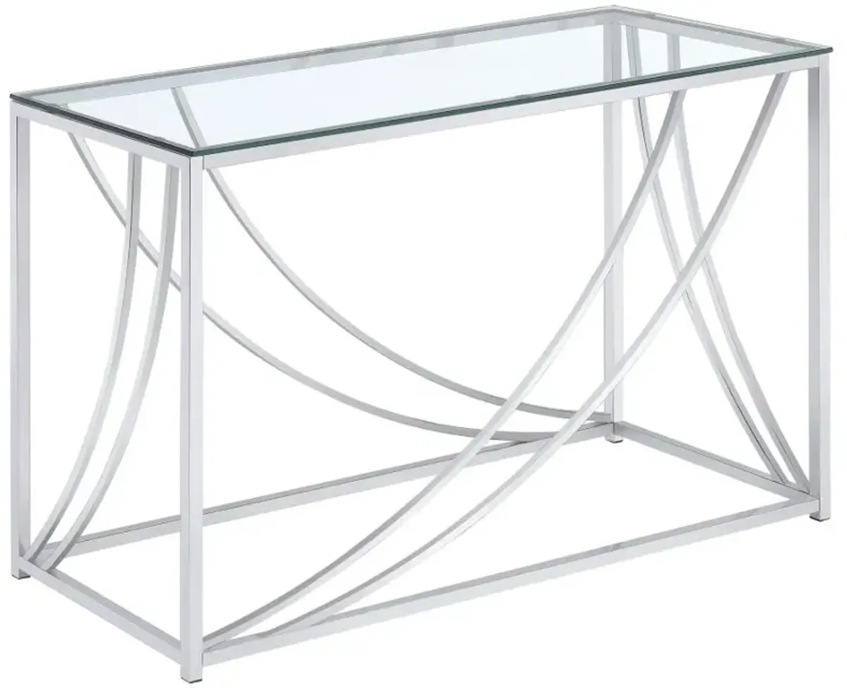 Lille Glass Top Rectangular Sofa Table Accents Chrome