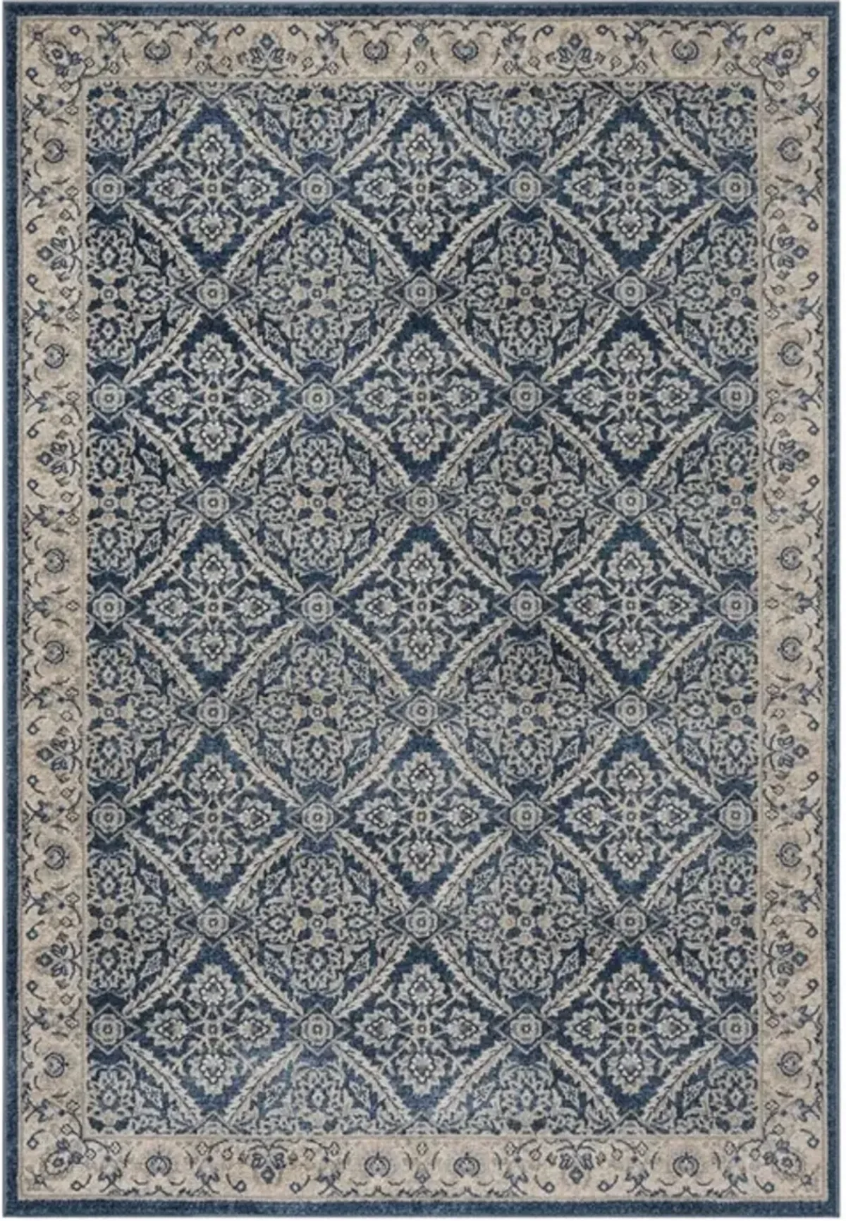 Brentwood 863 Navy / Creme 3' X 5' Small Rectangle Powerloomed Rug