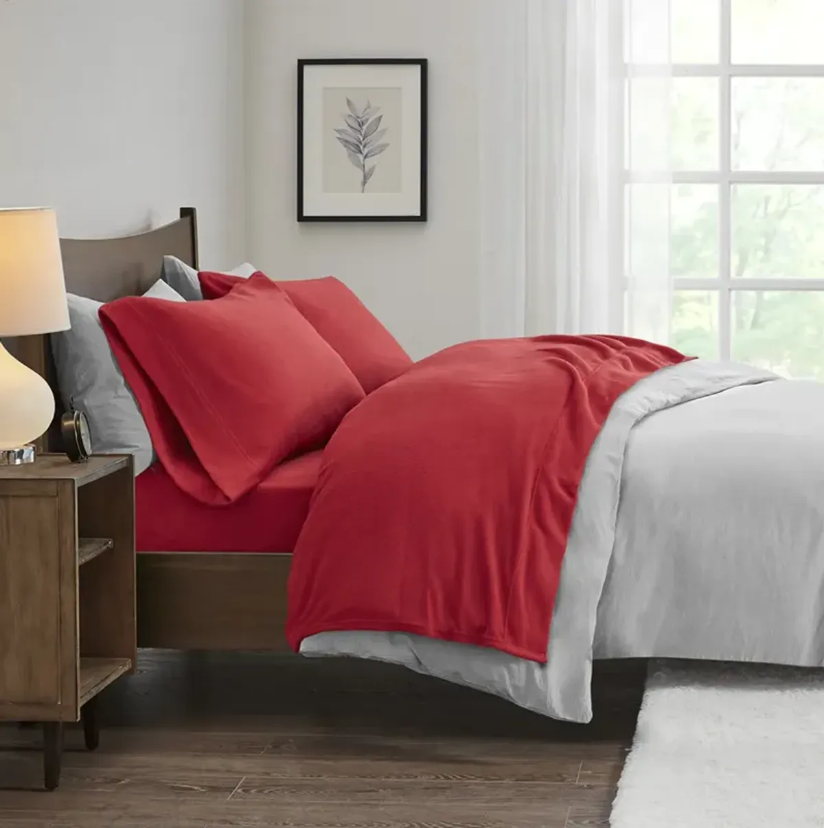 True North by Sleep Philosophy Micro Fleece Red Sheet Set